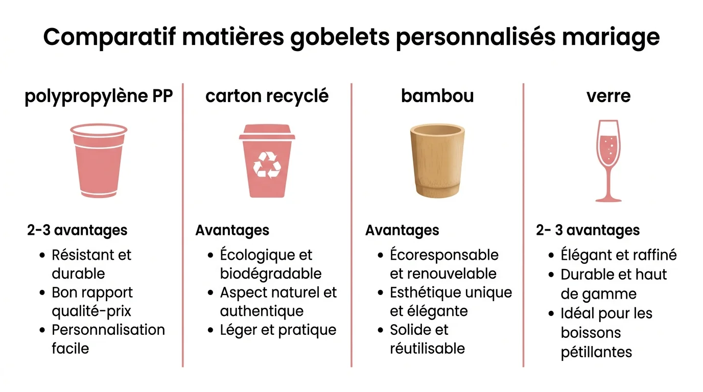 Comparatif matières gobelets personnalisés mariage