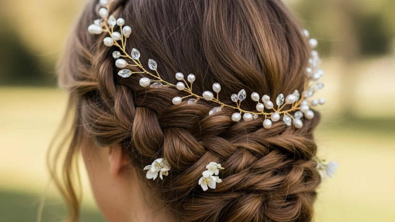 Vigne cheveux mariée romantique