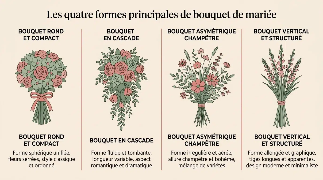Les quatre formes principales de bouquet de mariée
