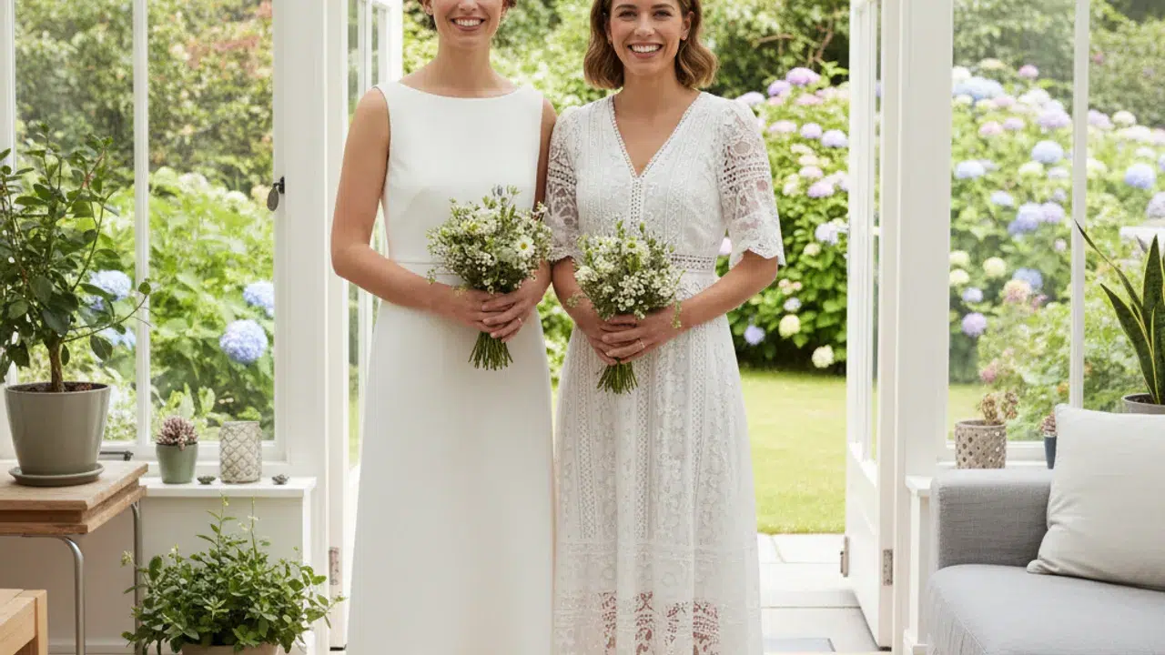 Comparaison robe courte mariage civil et bohème