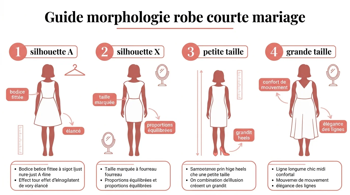 Guide des morphologies pour choisir sa robe courte de mariage